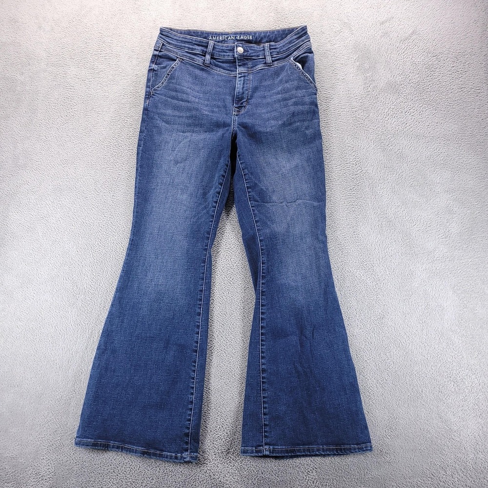 American Eagle Outfitters Women's Dark Blue Flare Jeans